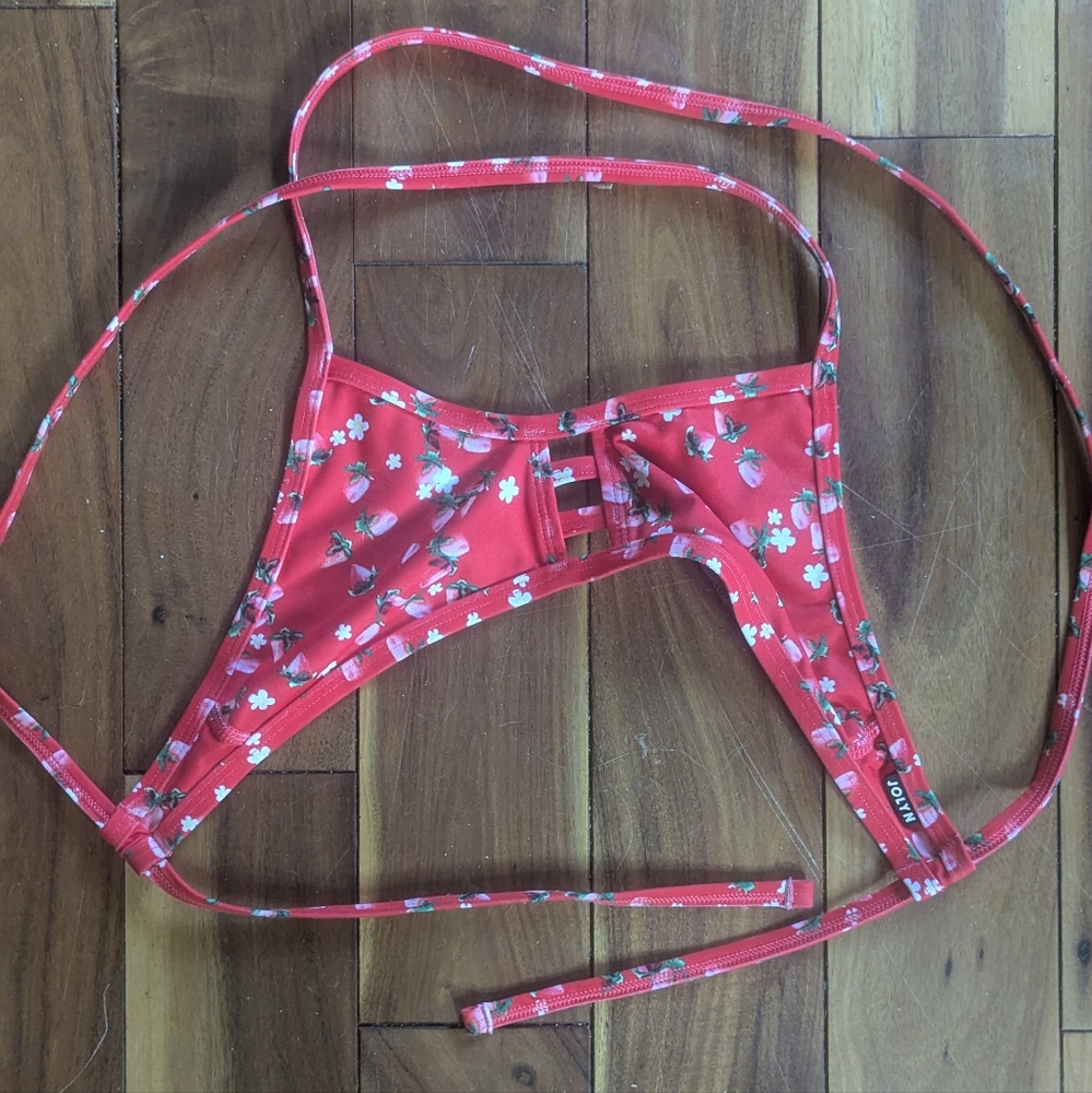 Red Floral Bikini Top